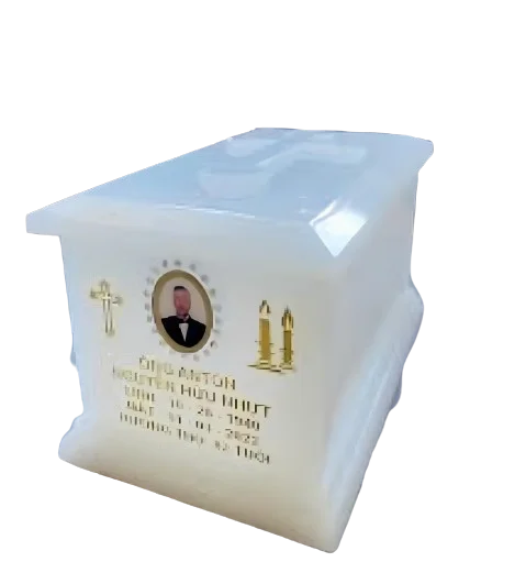 Hủ cốt đá lưu ly trắng vuông