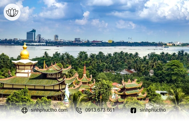 Nhà Tang Lễ Chùa Bồ Đề — góc nhìn toàn cảnh từ trên cao